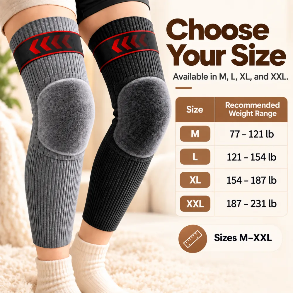 ☁️🧶Fleece-Lined Thermal Knee Warmers with Adjustable Stay-Put Strap