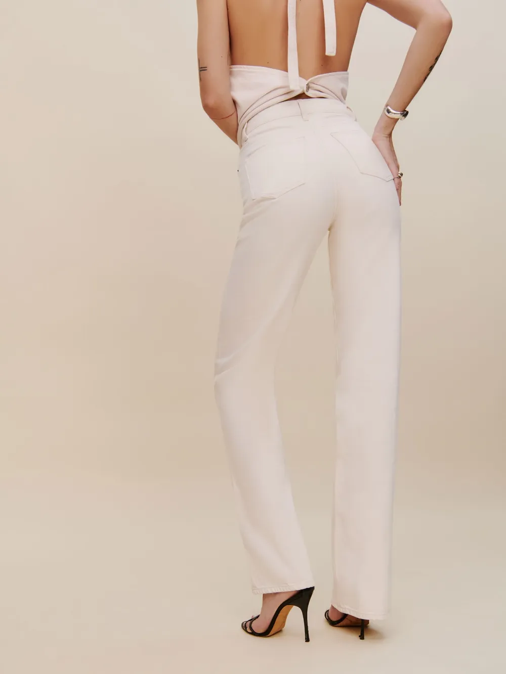 High Rise Button Fly Straight Jeans