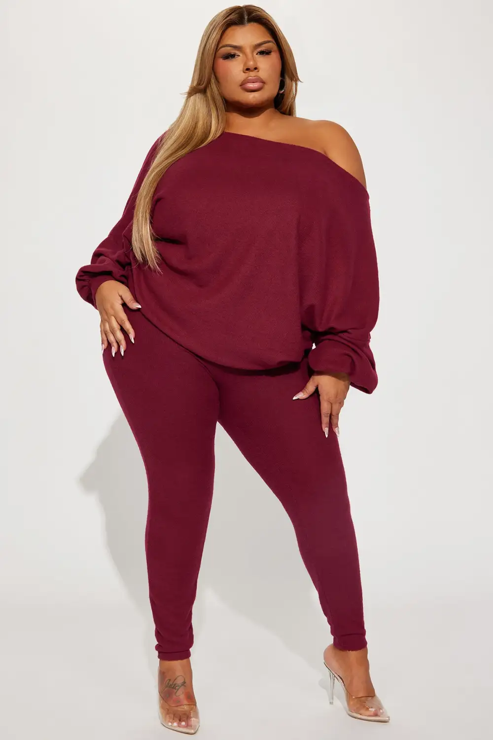 Comfy Mood Legging Set - Burgundy