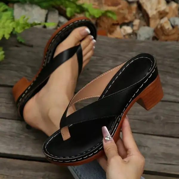 Classic Toe-Post Block-Heel Sandals
