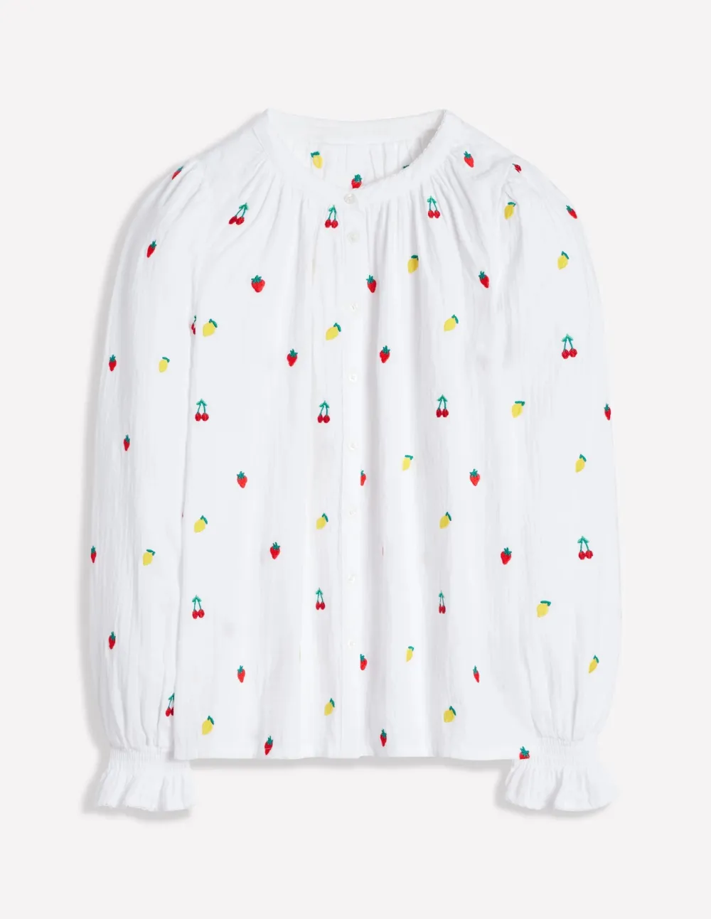 Fruit Embroidery Double Cloth Top