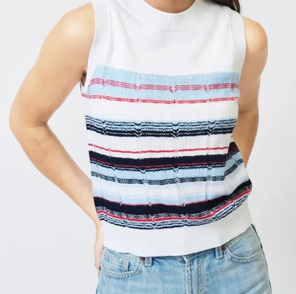 Sleeveless Striped Shell Top