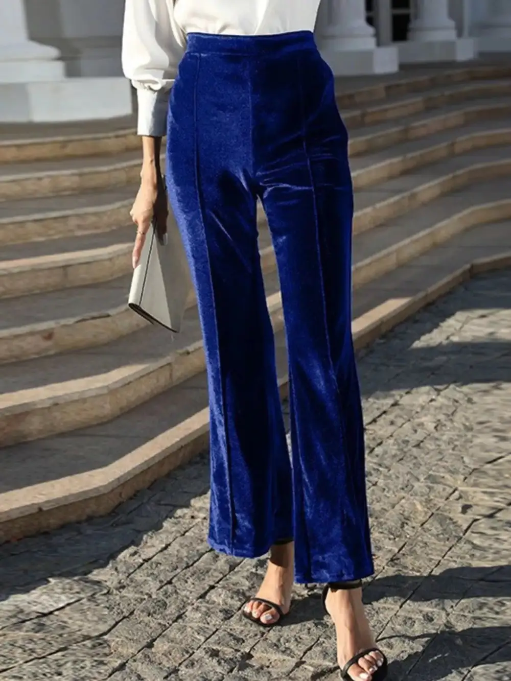 High Waisted Wide Leg Velvet Pants