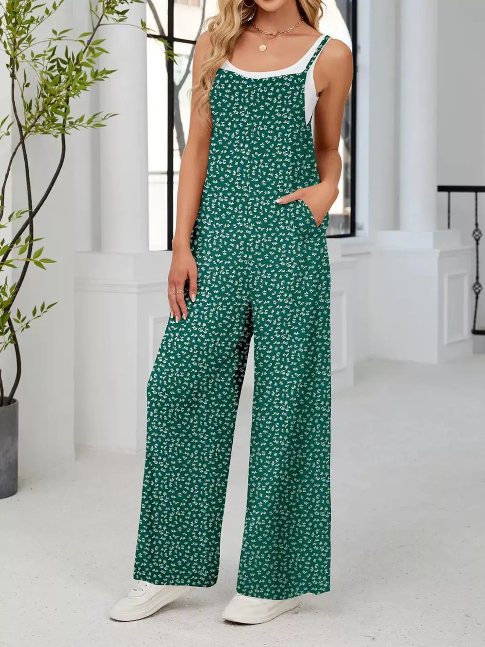 Modern Floral Wide Leg Jumpsuit