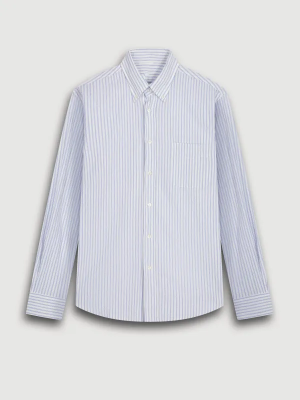Casual Soft And Comfortable Blue And White Striped Shirt