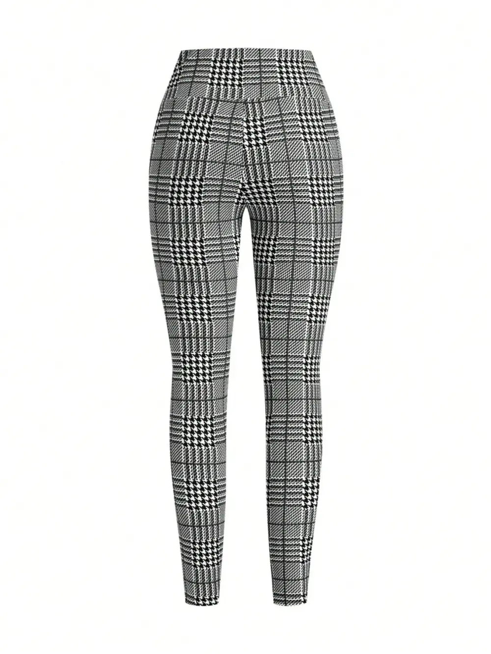 High Waist Plaid Slim Fit Pants