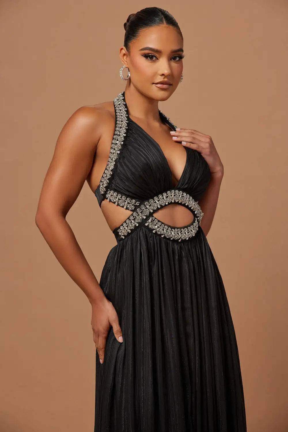 Ava Embellished Gown - Black