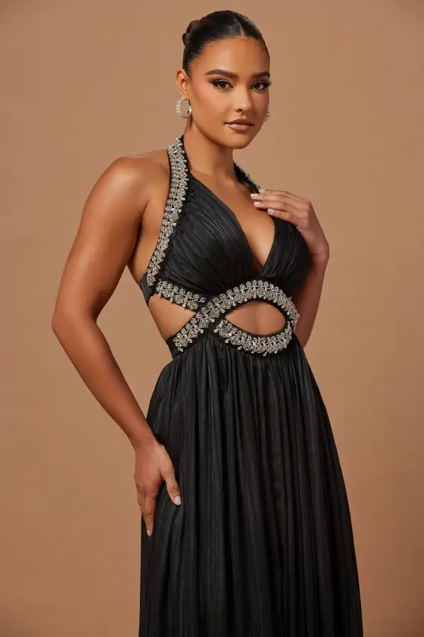 Ava Embellished Gown - Black