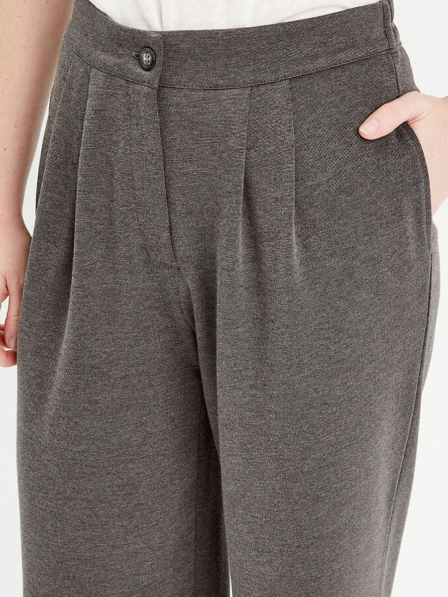 Pantalon city large fluide gris clair femme