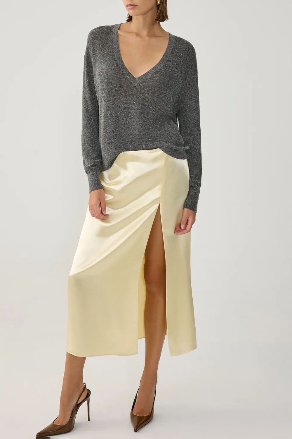 High Slit Skirt-Champagne