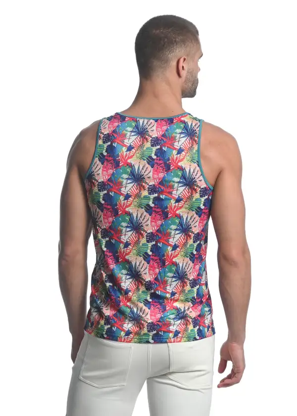 Layered Printed Mesh Tank Top