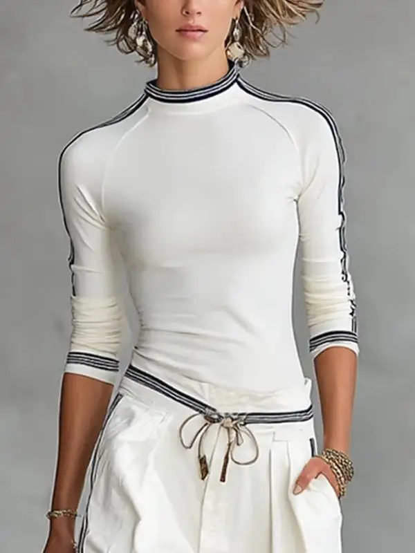 Long Sleeve Slim Fit Mock Neck T-Shirt