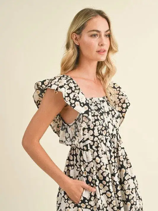 Her Vibe is Pretty Floral Ruffled Flutter Sleeve Mini Dress