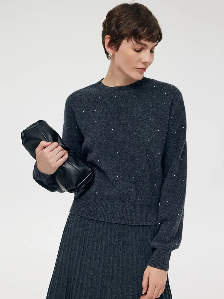 100% Wool Sequins Women Sweater