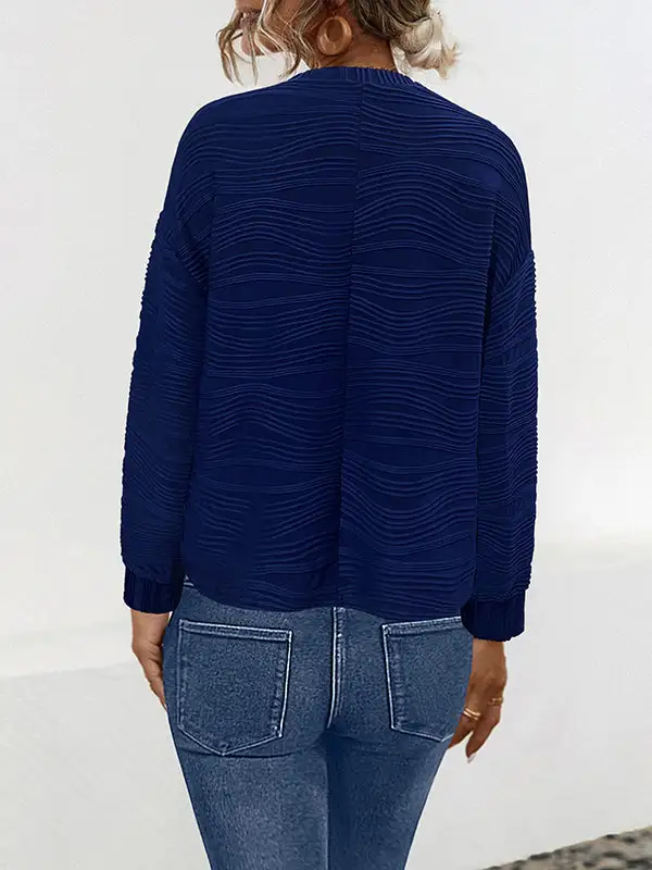 Long Sleeve Relaxed Round Neck Polyester T-Shirt