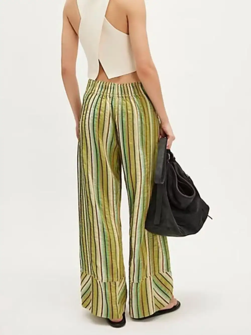 Easygoing Striped High Waisted Wide Leg Pants