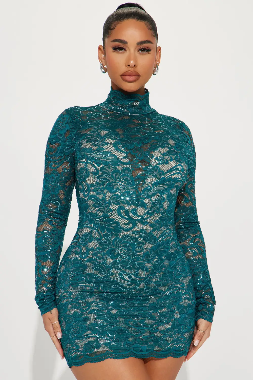 Aylene Lace Mini Dress - Hunter
