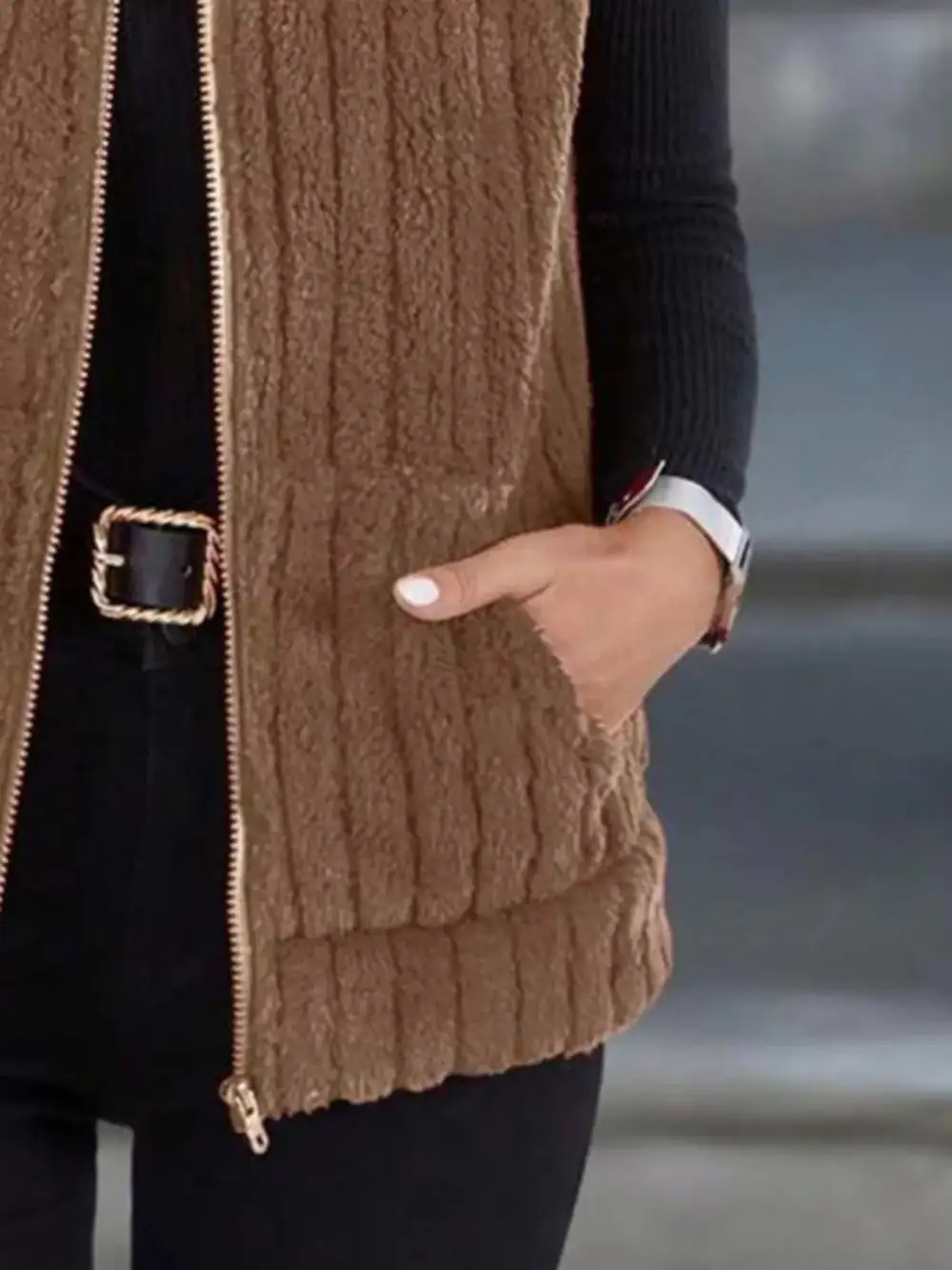 Full Size Fleece Zip-Up Vest
