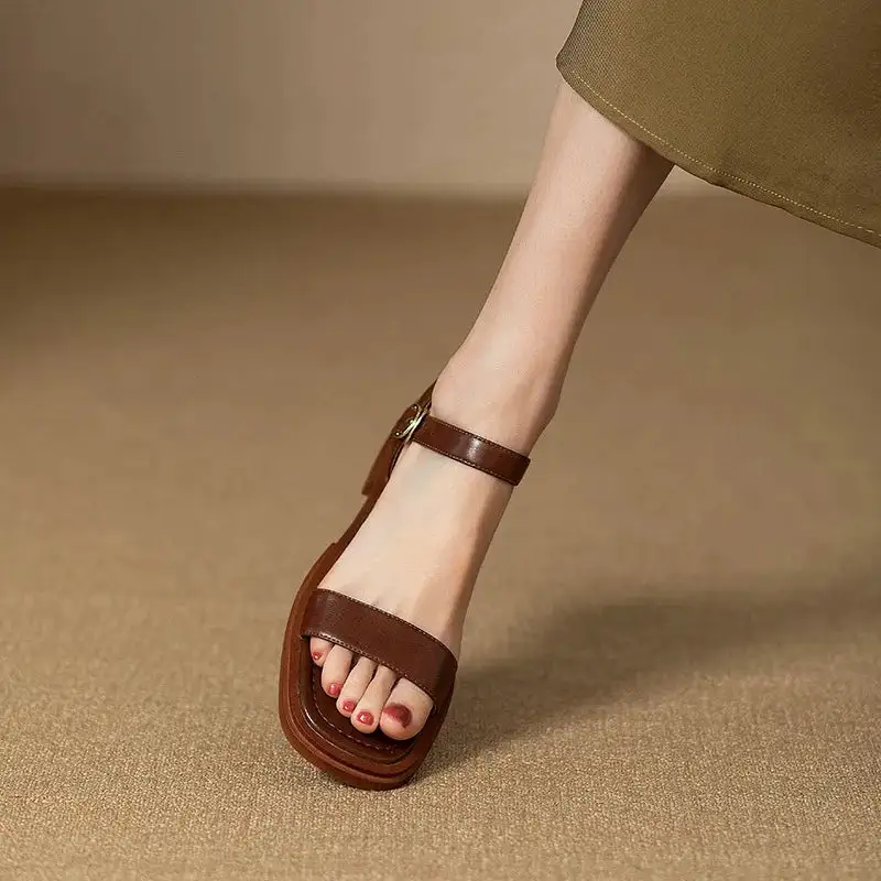 Wraparound Slingback Open-Toe Flat Sandals