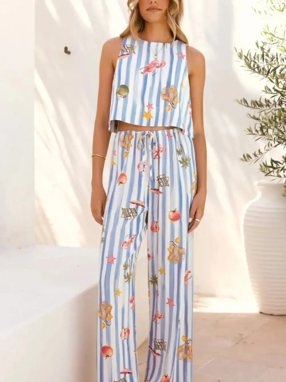 Striped Printed Jumpsuit
