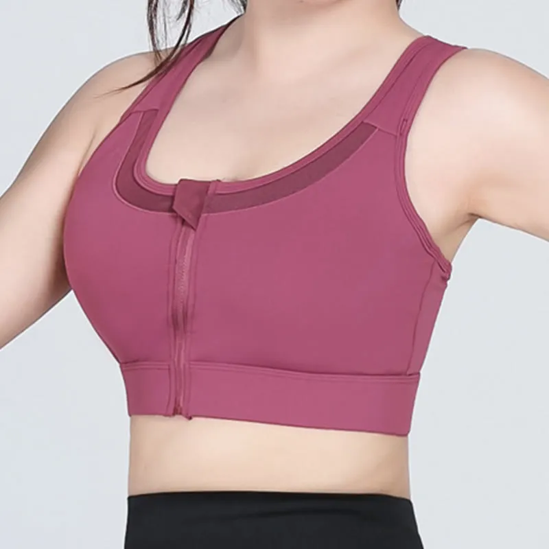 Zipper Front Closure Sports Wireless Bra Yoga Bra