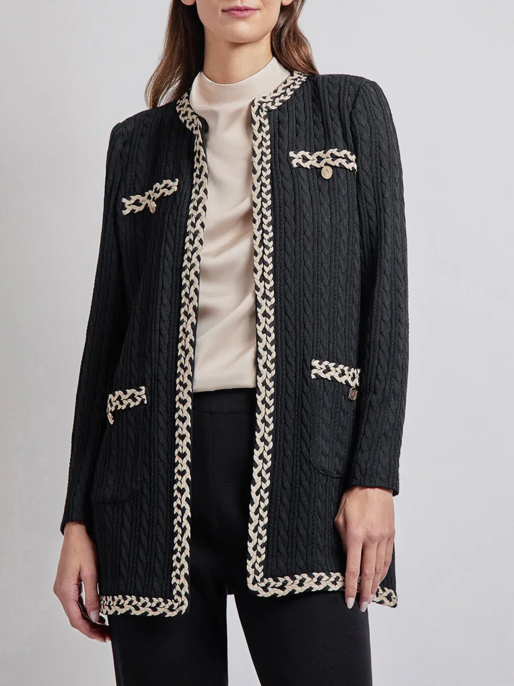 Color Blocking Long Sleeved Round Neck Jacket