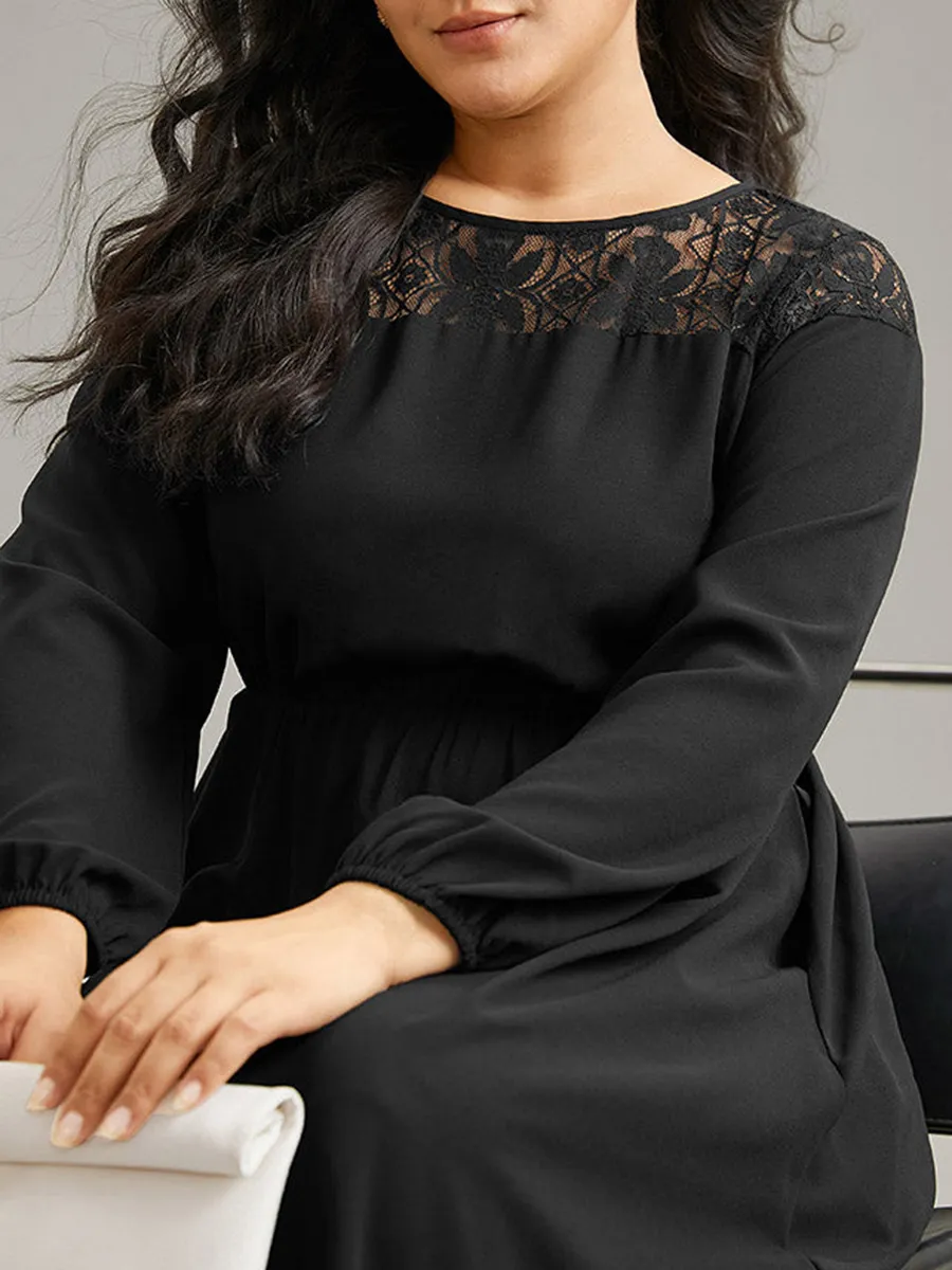 Lace Patchwork Plus-Size Women's Dress