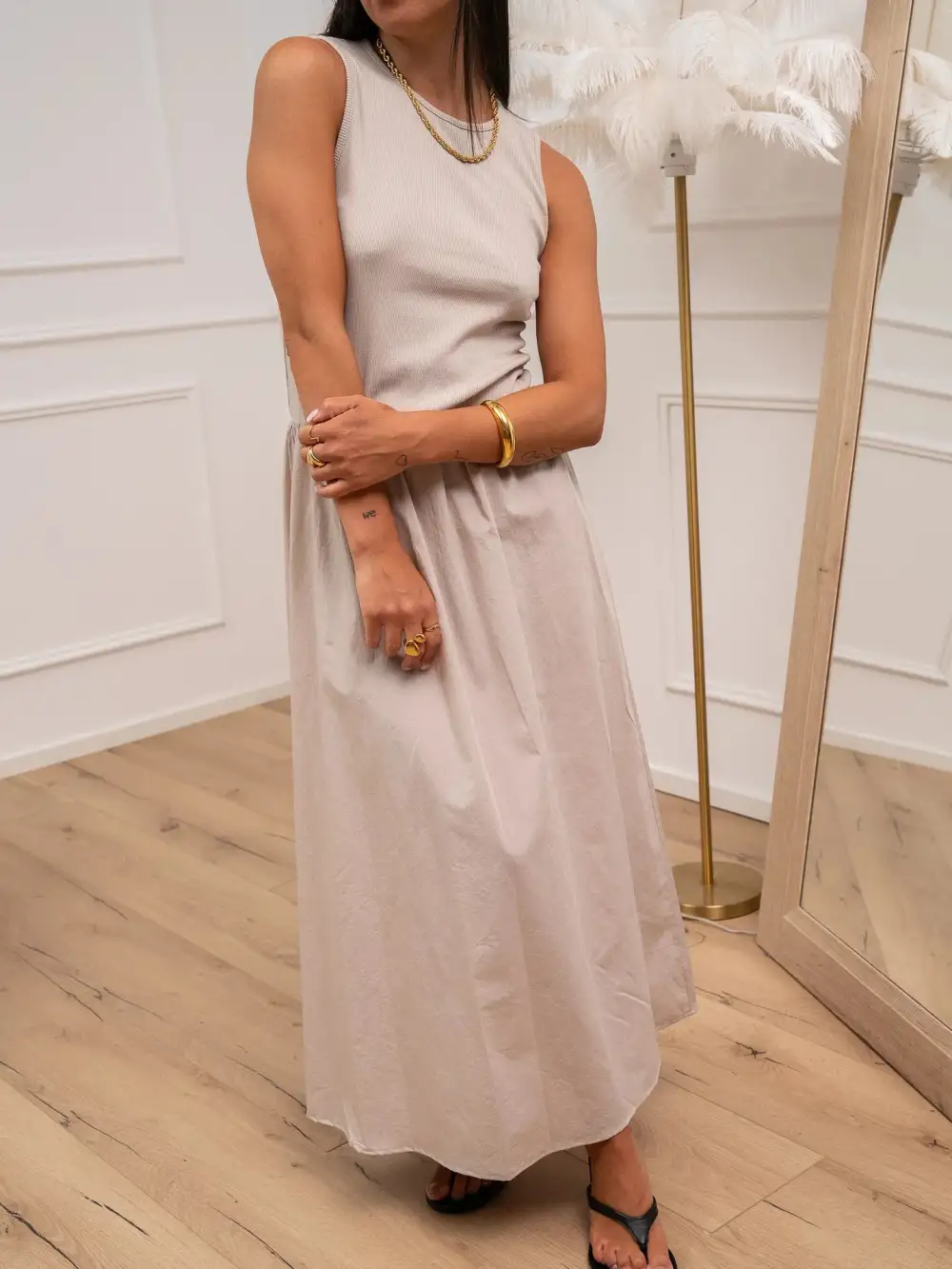 Gardenia Flowing Midi Cotton Skirt