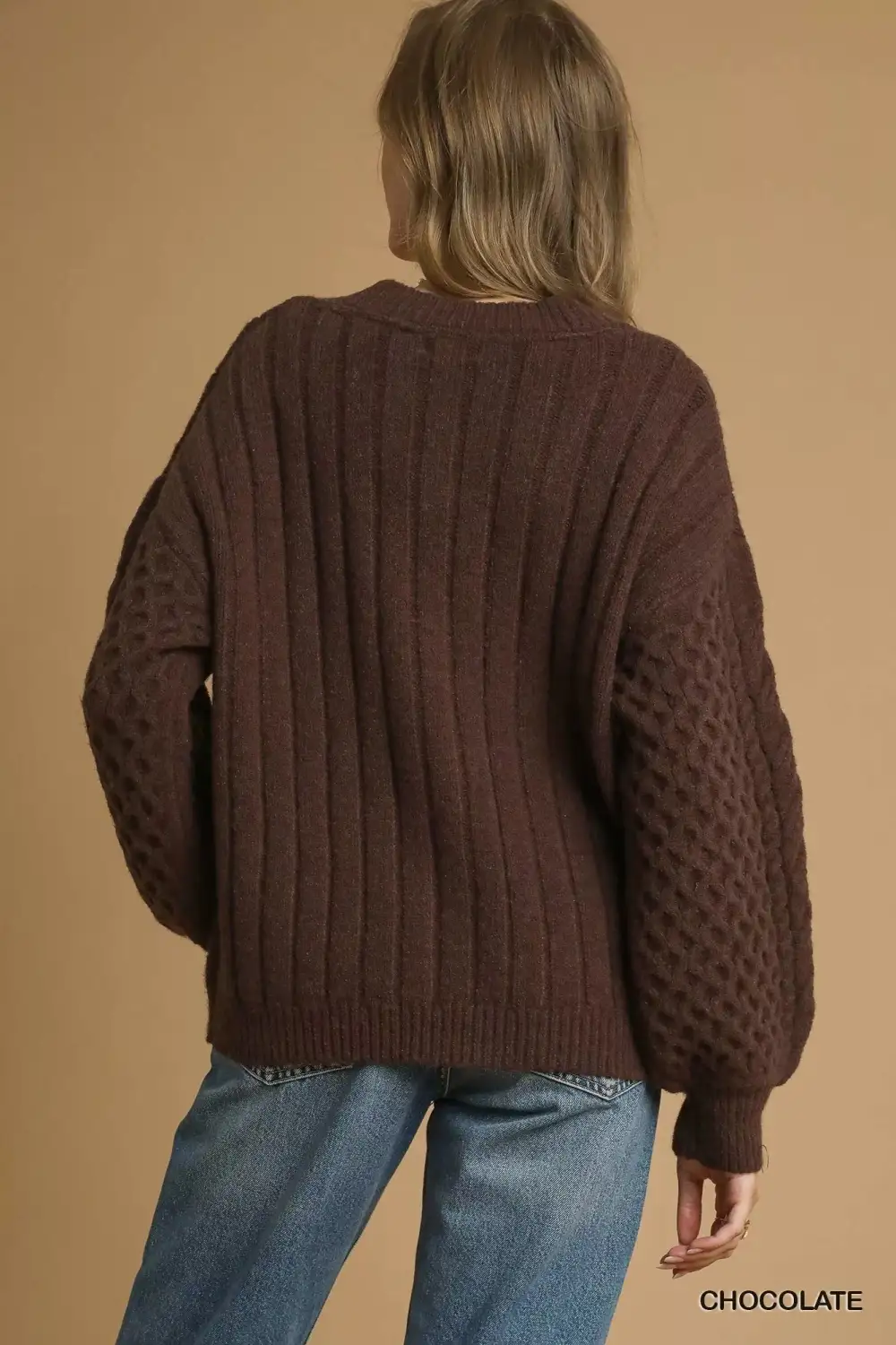 Cable-Knit Pearl Button Cardigan