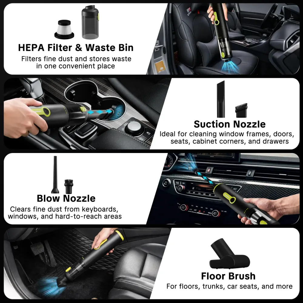 High-Power Car Wireless Vacuum Cleaner - Suction & Blow Dual Use