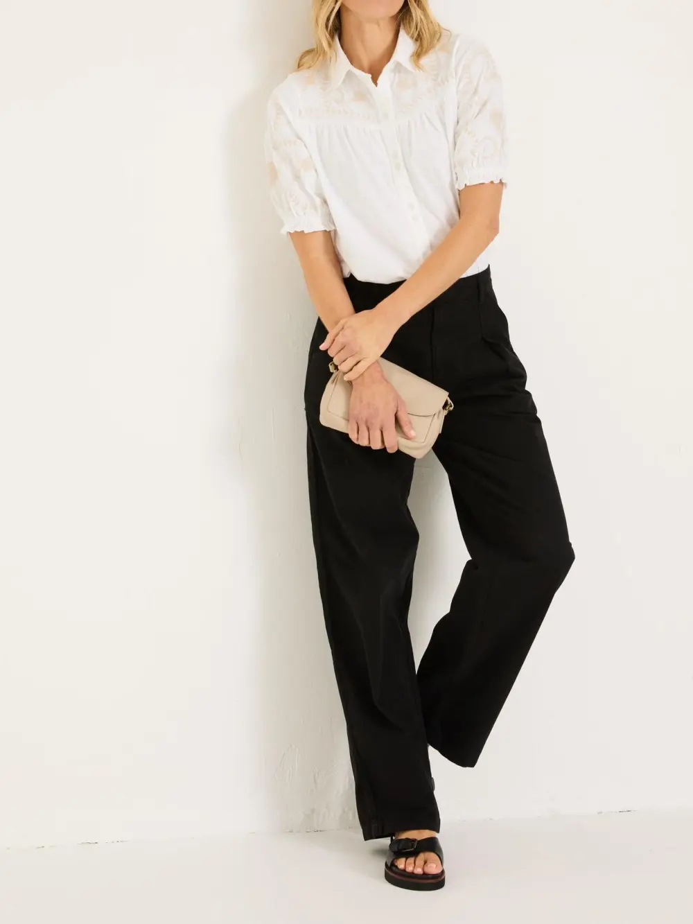 White Embroidered Short Sleeve Jersey Shirt