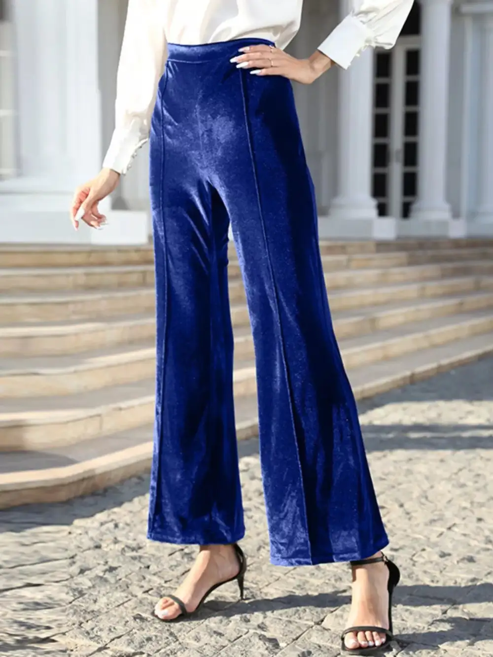 High Waisted Wide Leg Velvet Pants