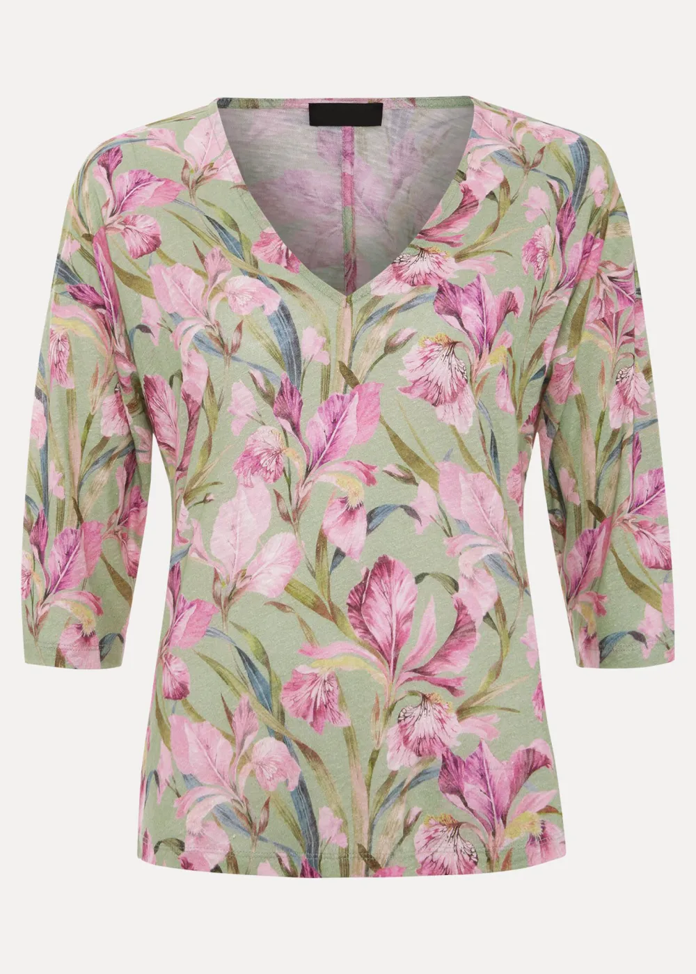 Smooth Linen Art Print V-Neck Top