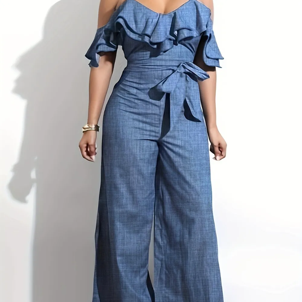 Ruffle Jumpsuit: Spring/Summer Style (Cold Shoulder, Wide Leg)