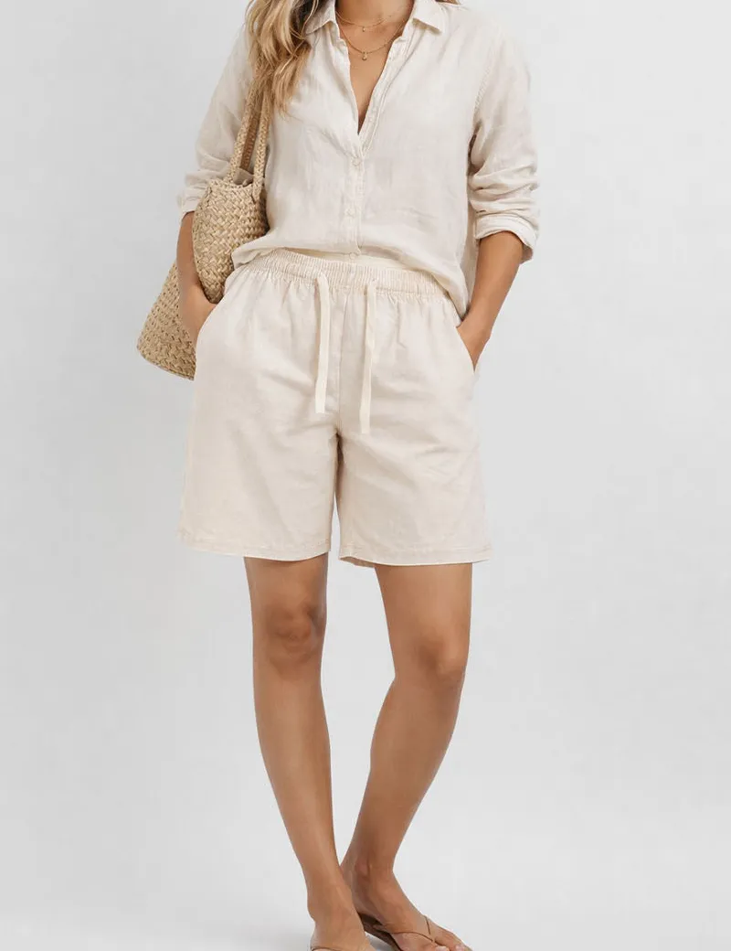 Vintage Washed Elastic Wide Leg Shorts