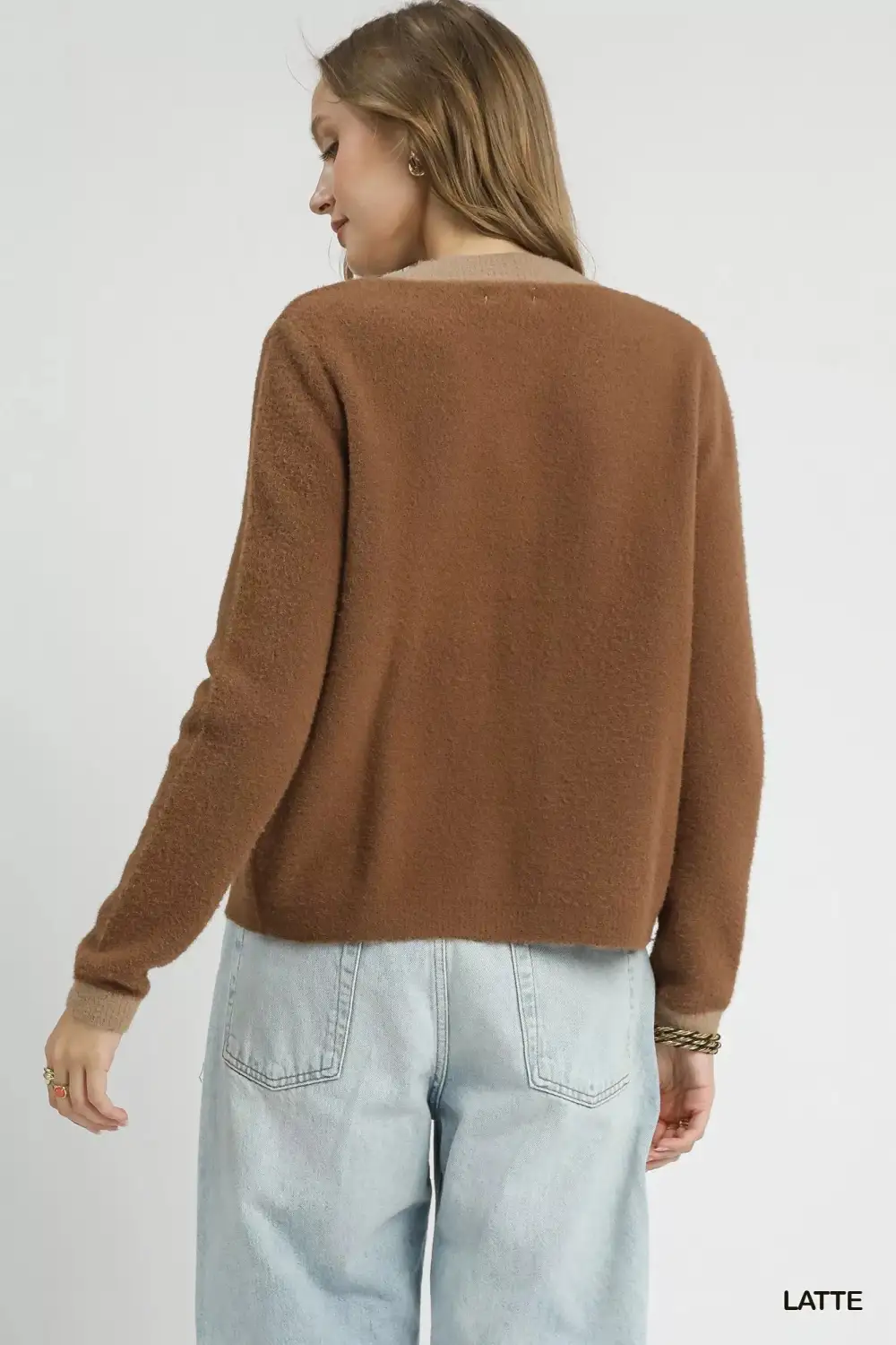 Button-Front Textured Knit Cardigan