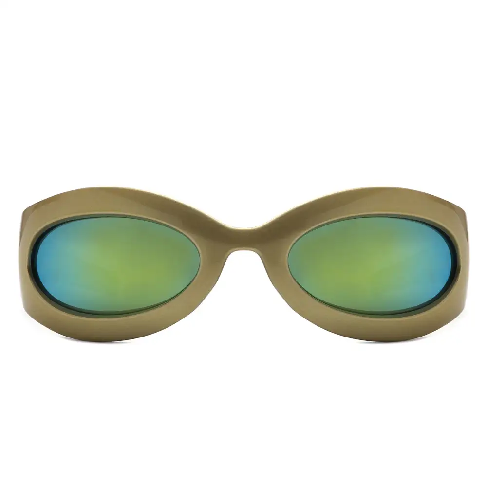 Patterned Oval Round Frame Sunglasses