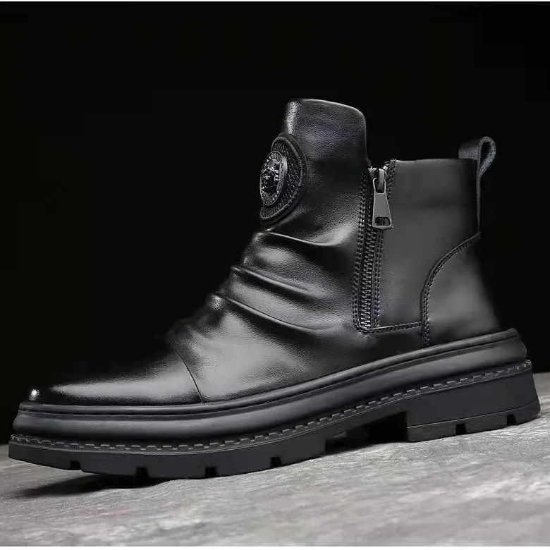 High-Top New Men's Shoes, Men's Boots, Versatile Zipper Shoes, Korean Style Martin Boots, Men's Casual Shoes