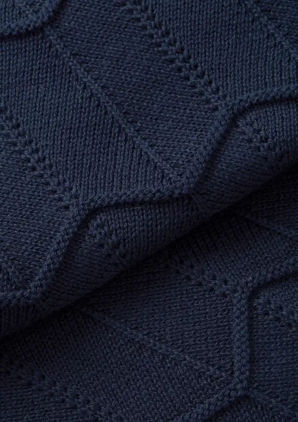 Navy Chevron Knit Polo