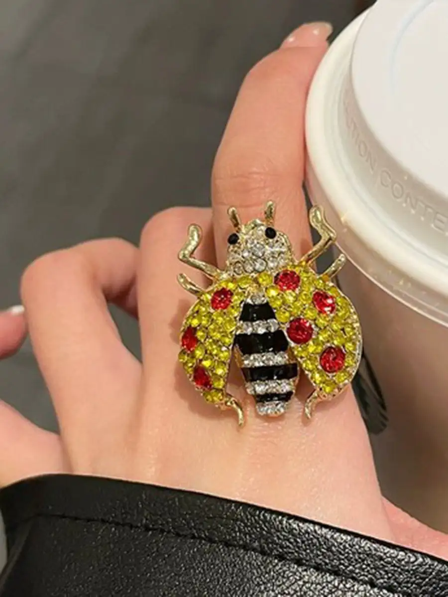 Insect Motif Rhinestone Ring