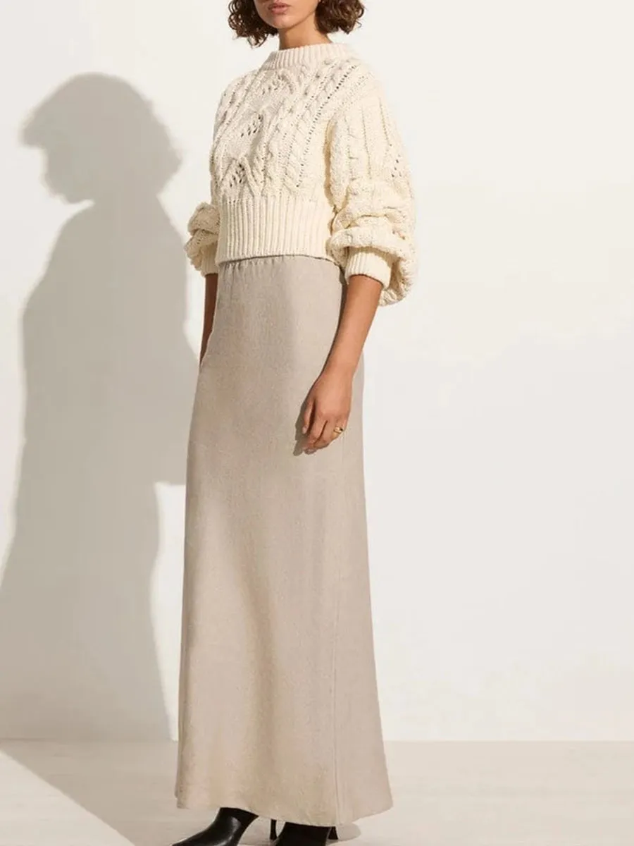 White Cable Knit Sweater