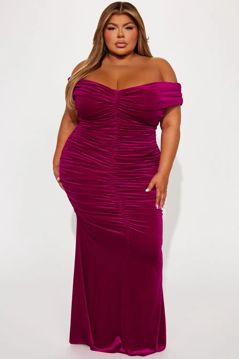 Karissa Velvet Maxi Dress - Fuchsia