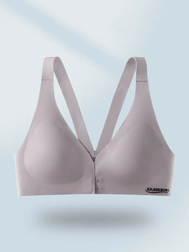 Women's Breathable Sexy Simple Front Button V-Neck Seamless Bra & Bralette