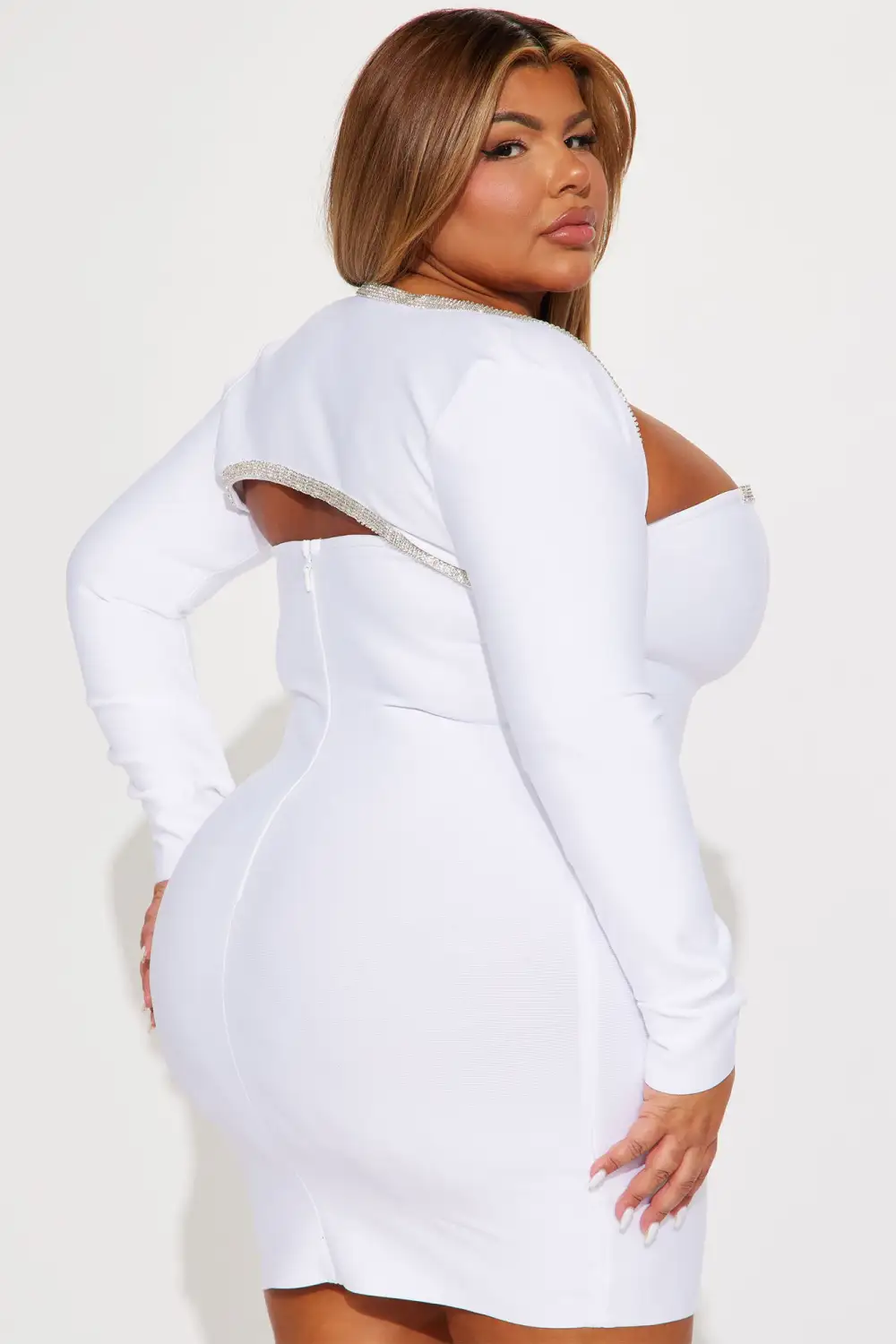 Rachel Embellished Mini Dress - White