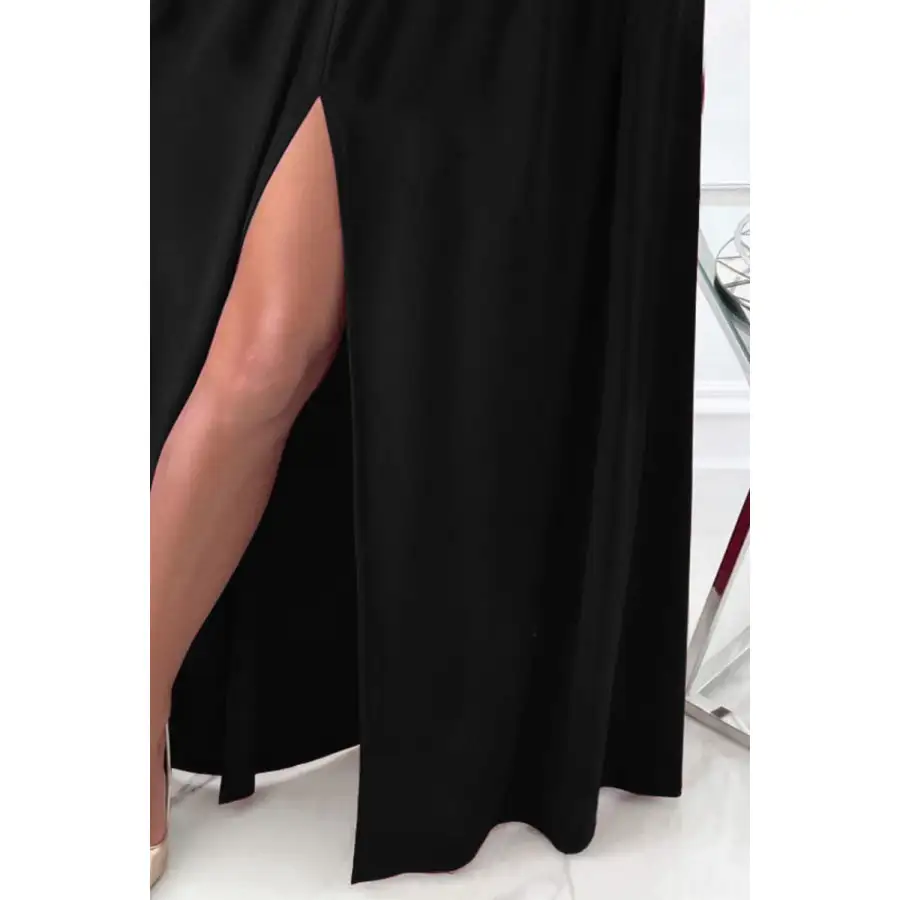 Slit Surplice Long Sleeve Maxi Dress