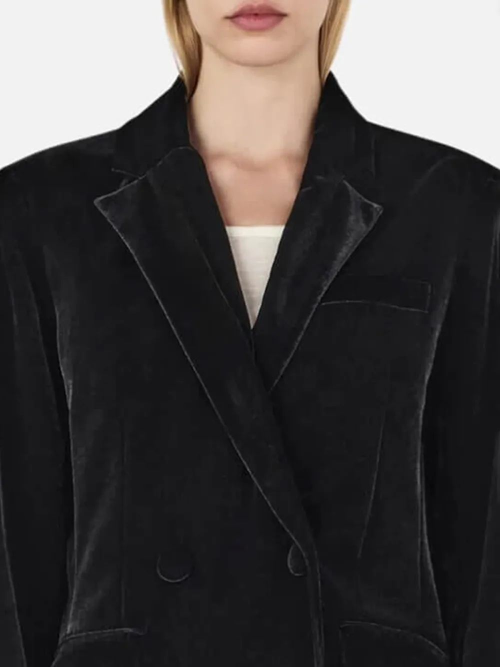 Velvet Plain Long Sleeve Blazer