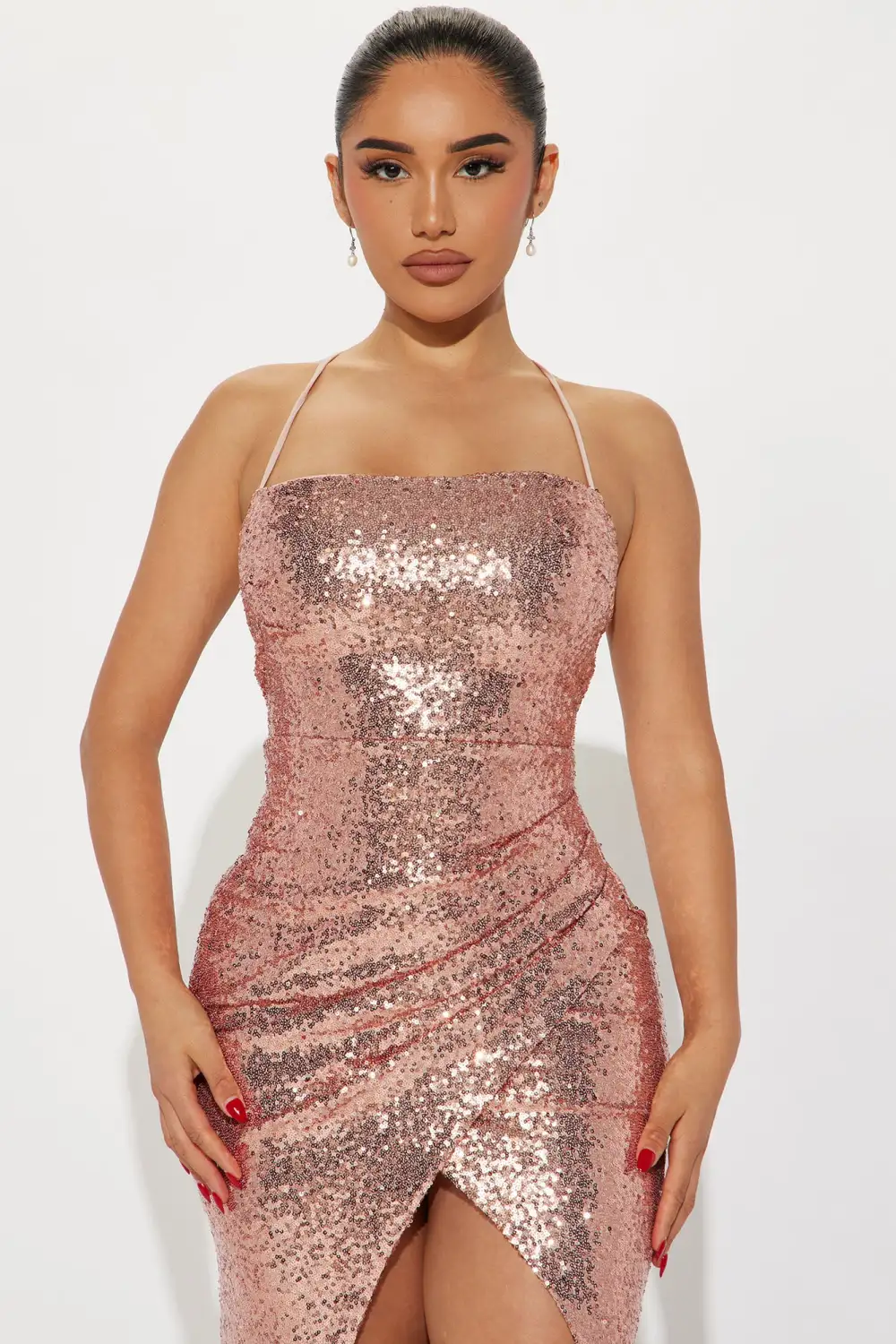 Janelle Sequin Maxi Dress - Rose Gold