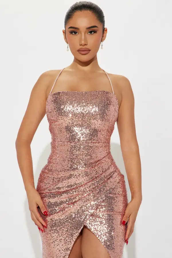 Janelle Sequin Maxi Dress - Rose Gold