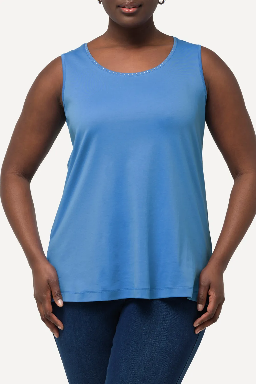 Women's Round Neck Vest With Diamond Studded Collar
