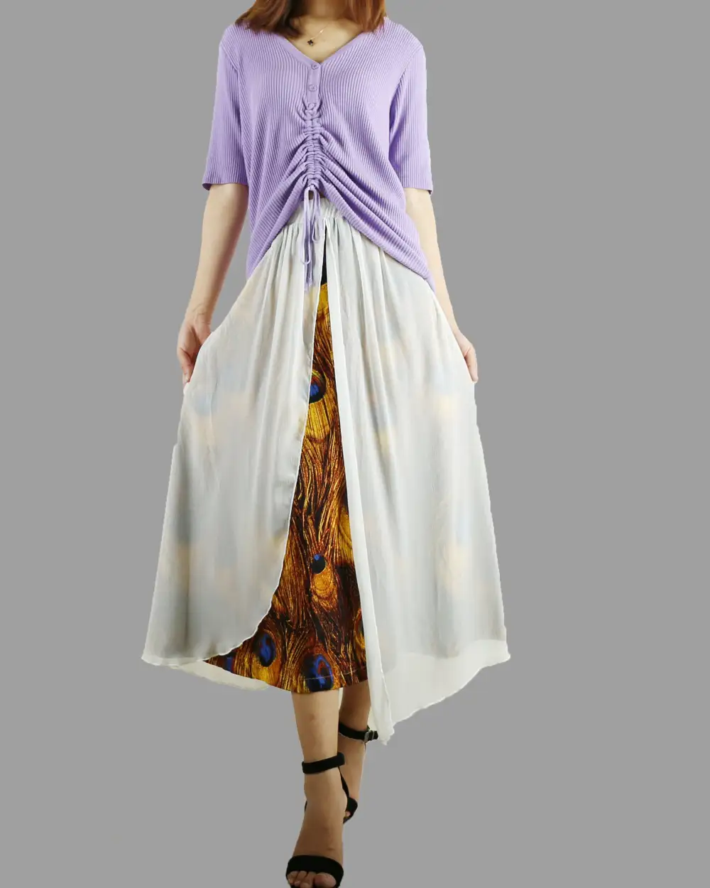 Pleated Chiffon Maxi Skirt